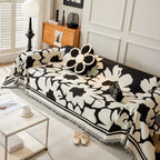 Chenille Floral Soft Thick Reversible Blanket Covers for Couch, Couch Protector Blanket Cover Sofa