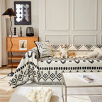 Boho Geometric Chenille Throw Sofa Cover Soft Textured Decorative Couch Blanket