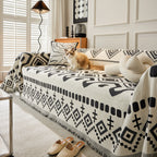 Boho Geometric Chenille Throw Sofa Cover Soft Textured Decorative Couch Blanket