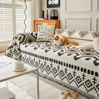 Boho Geometric Chenille Throw Sofa Cover Soft Textured Decorative Couch Blanket