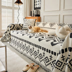 Boho Geometric Chenille Throw Sofa Cover Soft Textured Decorative Couch Blanket