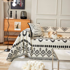 Boho Geometric Chenille Throw Sofa Cover Soft Textured Decorative Couch Blanket