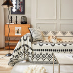 Boho Geometric Chenille Throw Sofa Cover Soft Textured Decorative Couch Blanket