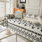 Boho Geometric Chenille Throw Sofa Cover Soft Textured Decorative Couch Blanket