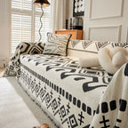 Boho Geometric Chenille Throw Sofa Cover Soft Textured Decorative Couch Blanket