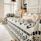 Boho Geometric Chenille Throw Sofa Cover Soft Textured Decorative Couch Blanket