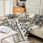 Boho Geometric Chenille Throw Sofa Cover Soft Textured Decorative Couch Blanket