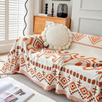 Boho Geometric Chenille Throw Sofa Cover Soft Textured Decorative Couch Blanket