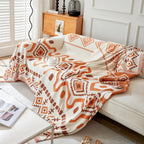 Boho Geometric Chenille Throw Sofa Cover Soft Textured Decorative Couch Blanket