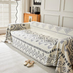 Boho Geometric Chenille Throw Sofa Cover Soft Textured Decorative Couch Blanket
