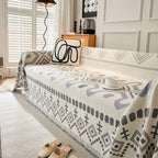 Boho Geometric Chenille Throw Sofa Cover Soft Textured Decorative Couch Blanket