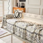 Boho Geometric Chenille Throw Sofa Cover Soft Textured Decorative Couch Blanket