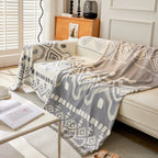 Boho Geometric Chenille Throw Sofa Cover Soft Textured Decorative Couch Blanket