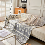 Boho Geometric Chenille Throw Sofa Cover Soft Textured Decorative Couch Blanket