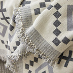 Boho Geometric Chenille Throw Sofa Cover Soft Textured Decorative Couch Blanket
