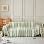 Striped Chenille Sofa Slipcover Throw, Soft Thick Washable Couch Cover Blanket