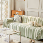 Striped Chenille Sofa Slipcover Throw, Soft Thick Washable Couch Cover Blanket