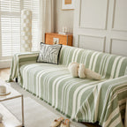 Striped Chenille Sofa Slipcover Throw, Soft Thick Washable Couch Cover Blanket