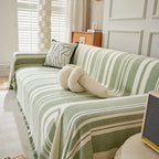 Striped Chenille Sofa Slipcover Throw, Soft Thick Washable Couch Cover Blanket