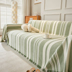 Striped Chenille Sofa Slipcover Throw, Soft Thick Washable Couch Cover Blanket