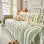 Striped Chenille Sofa Slipcover Throw, Soft Thick Washable Couch Cover Blanket