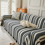 Striped Chenille Sofa Slipcover Throw, Soft Thick Washable Couch Cover Blanket