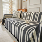 Striped Chenille Sofa Slipcover Throw, Soft Thick Washable Couch Cover Blanket