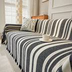 Striped Chenille Sofa Slipcover Throw, Soft Thick Washable Couch Cover Blanket