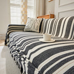 Striped Chenille Sofa Slipcover Throw, Soft Thick Washable Couch Cover Blanket