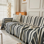 Striped Chenille Sofa Slipcover Throw, Soft Thick Washable Couch Cover Blanket