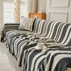 Striped Chenille Sofa Slipcover Throw, Soft Thick Washable Couch Cover Blanket