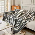 Striped Chenille Sofa Slipcover Throw, Soft Thick Washable Couch Cover Blanket