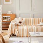 Striped Chenille Sofa Slipcover Throw, Soft Thick Washable Couch Cover Blanket