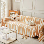 Striped Chenille Sofa Slipcover Throw, Soft Thick Washable Couch Cover Blanket