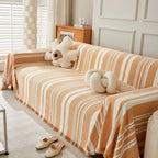 Striped Chenille Sofa Slipcover Throw, Soft Thick Washable Couch Cover Blanket