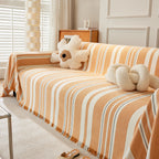 Striped Chenille Sofa Slipcover Throw, Soft Thick Washable Couch Cover Blanket