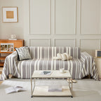 Striped Chenille Sofa Slipcover Throw, Soft Thick Washable Couch Cover Blanket