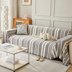 Striped Chenille Sofa Slipcover Throw, Soft Thick Washable Couch Cover Blanket