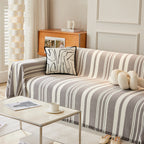 Striped Chenille Sofa Slipcover Throw, Soft Thick Washable Couch Cover Blanket