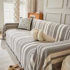 Striped Chenille Sofa Slipcover Throw, Soft Thick Washable Couch Cover Blanket