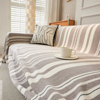 Striped Chenille Sofa Slipcover Throw, Soft Thick Washable Couch Cover Blanket