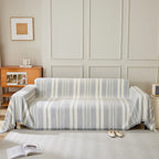 Striped Chenille Sofa Slipcover Throw, Soft Thick Washable Couch Cover Blanket