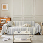 Striped Chenille Sofa Slipcover Throw, Soft Thick Washable Couch Cover Blanket