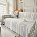 Striped Chenille Sofa Slipcover Throw, Soft Thick Washable Couch Cover Blanket