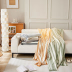 Striped Chenille Sofa Slipcover Throw, Soft Thick Washable Couch Cover Blanket