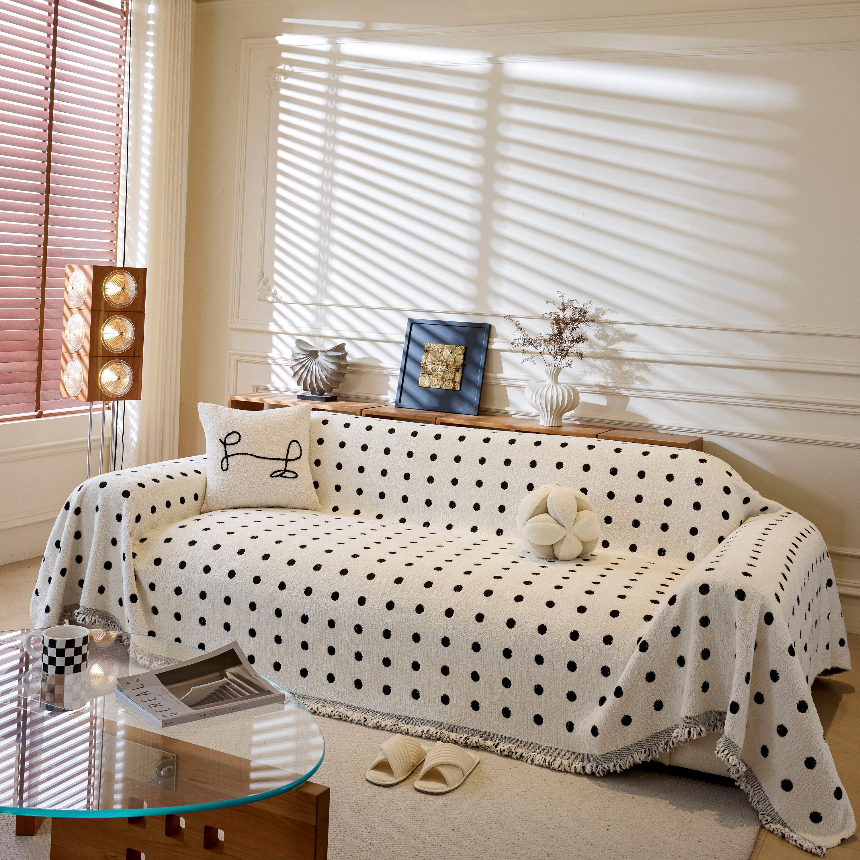 Decorative Plush Textured Woven Sofa Cover Throw, Cozy Soft Couch Protector Blanket