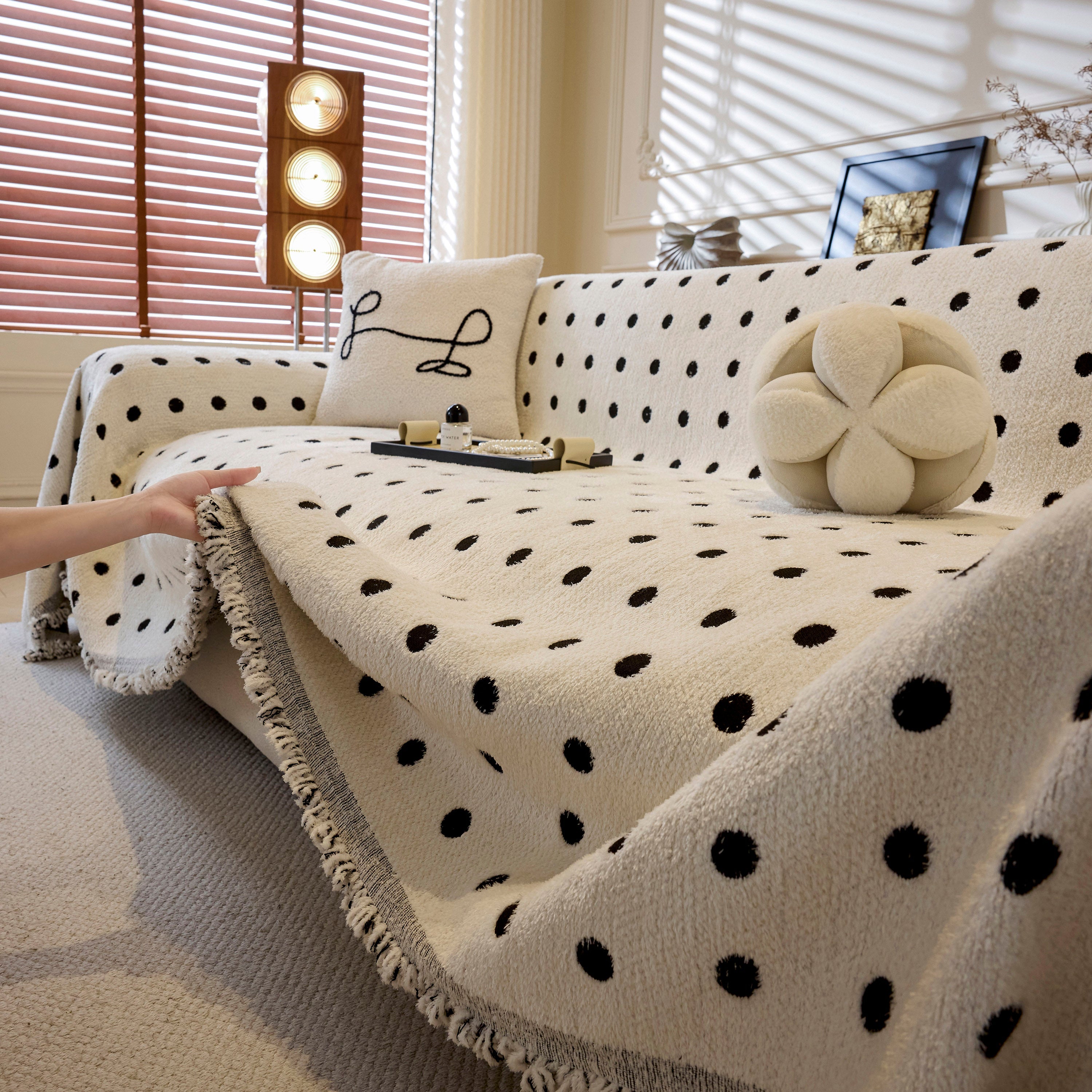 Decorative Plush Textured Woven Sofa Cover Throw, Cozy Soft Couch Protector Blanket
