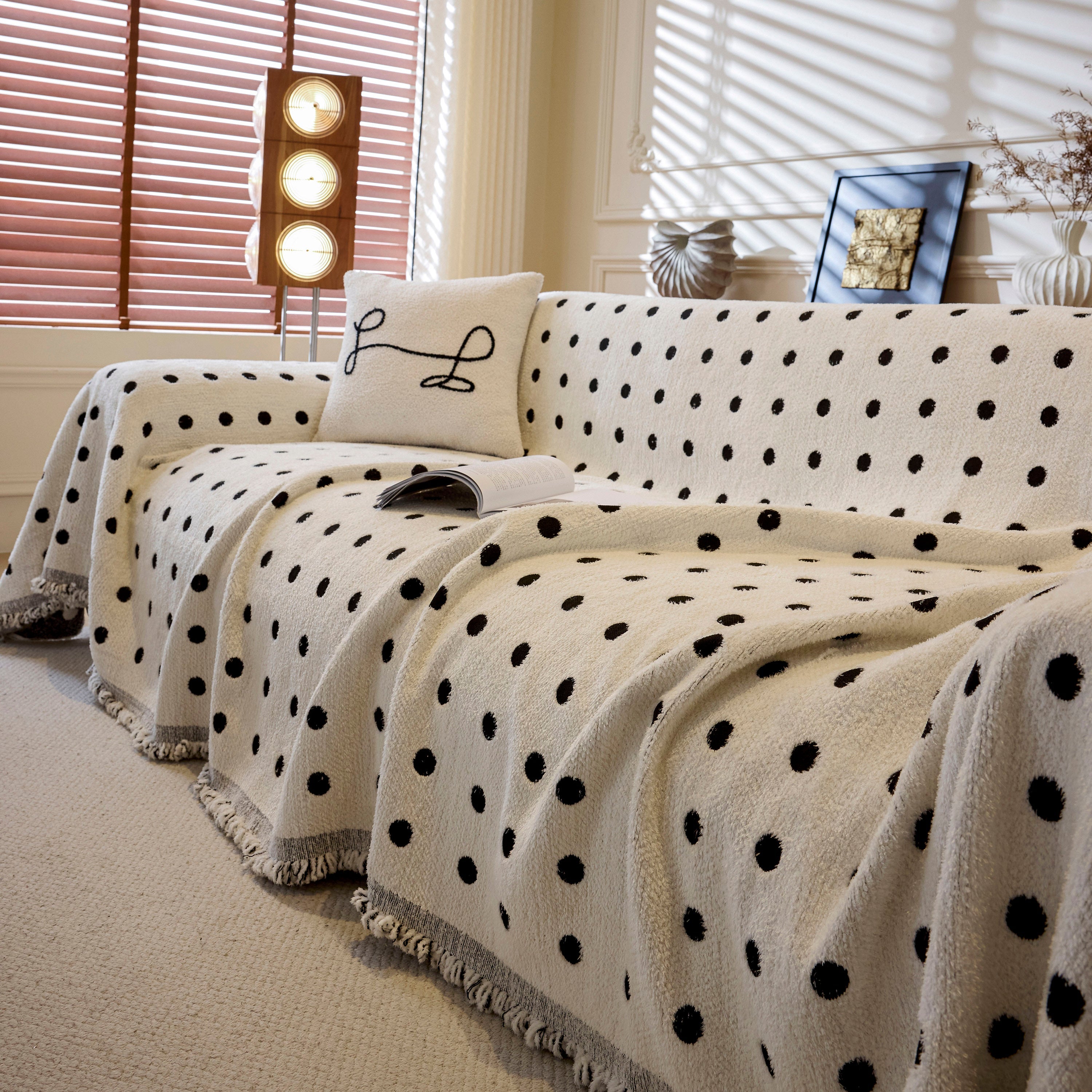 Decorative Plush Textured Woven Sofa Cover Throw, Cozy Soft Couch Protector Blanket