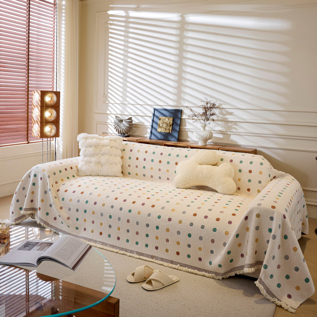 Decorative Plush Textured Woven Sofa Cover Throw, Cozy Soft Couch Protector Blanket