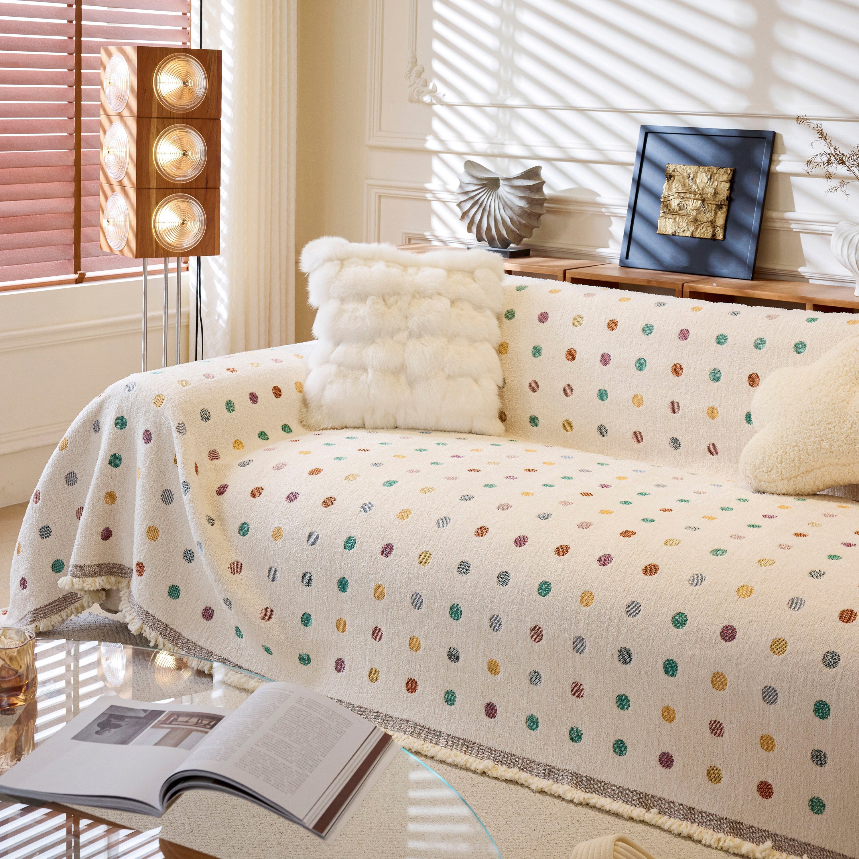 Decorative Plush Textured Woven Sofa Cover Throw, Cozy Soft Couch Protector Blanket